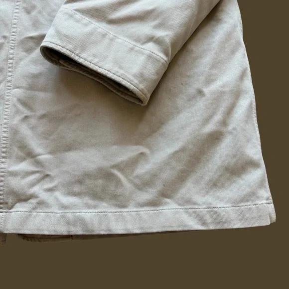 VTG Lands' End Chore Coat Jacket Mens XL Beige Tan Insulated Button Front Suede